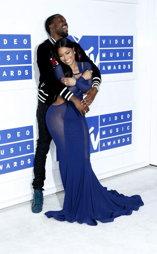 Rappers Nicki Minaj and Meek Mill arrive at the 2016 MTV Video Music Awards in New York